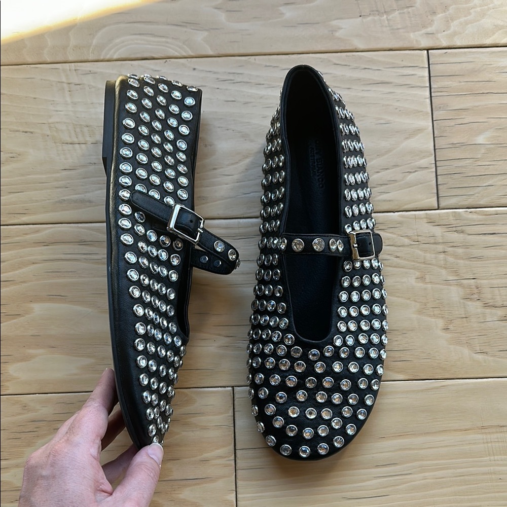 Studded Black Mary Jane Flats